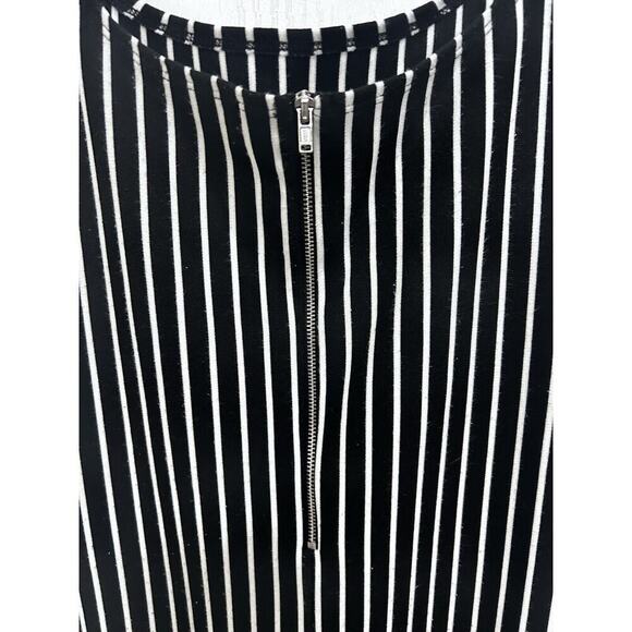 Popular Basics Dress Size Large Black And White Stripes Bodycon Dress Y2K - Picture 4 of 8
